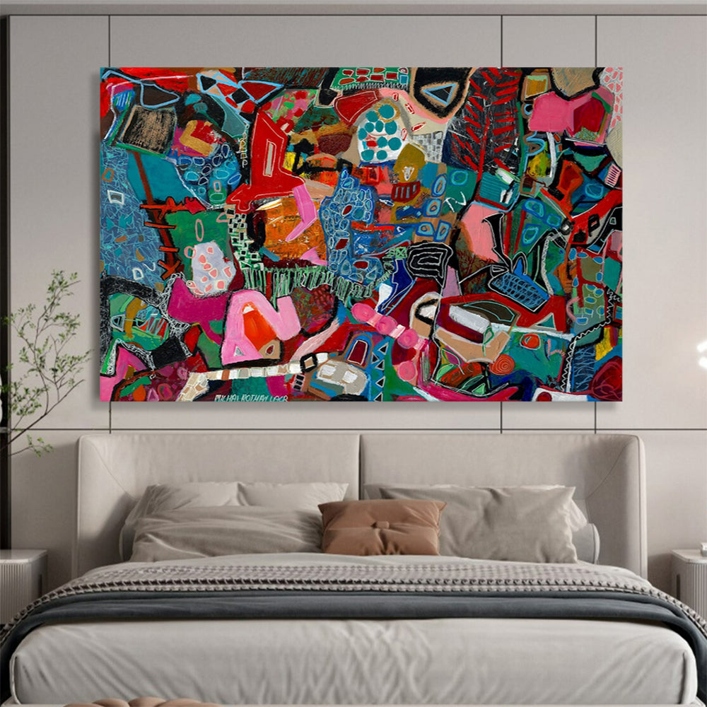 Colorful Abstract Mosaic - Vibrant Living Room or Office Art DLZ242