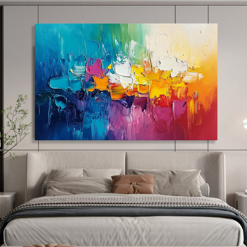 “Vibrant Abstract Blocks” - Colorful Palette, Abstract Block Shapes Painting On Canvas HB0857