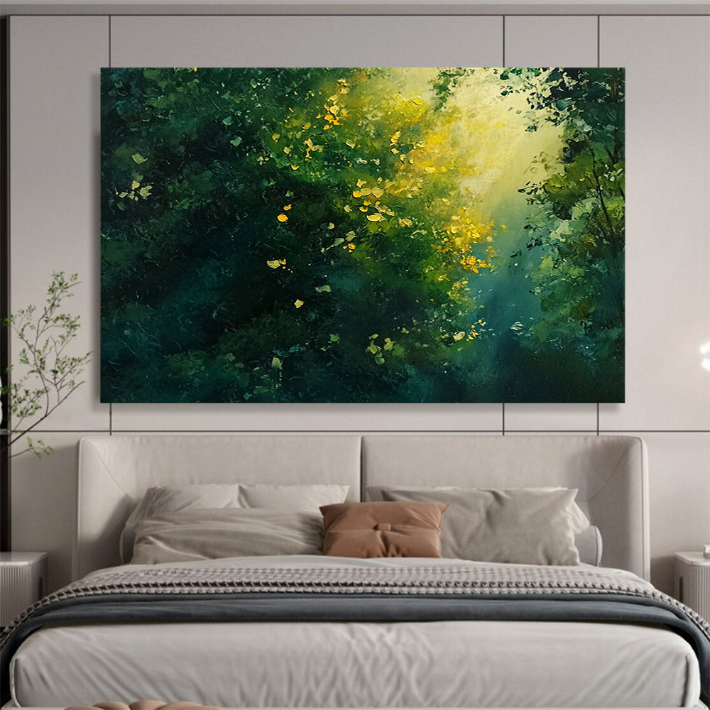 “Sunlight Through Forest” - Greens, Yellows, Golds, Forest Scene - Impressionist Oil Painting HB1575