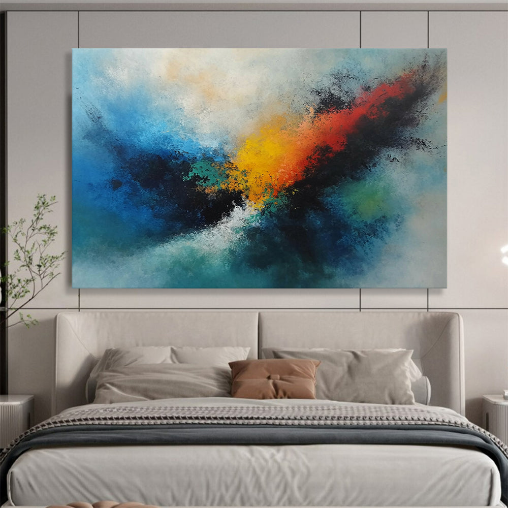Blue and Colorful Abstract Swirl - “Vibrant Whirlpool” Painting On Canvas HB1462