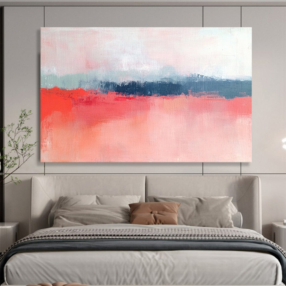 “Soft Coral Hues” - Gentle Pinks, Corals, and Muted Blues, Subtle Landscape - Inspired Abstract Painting On Canvas HB0912