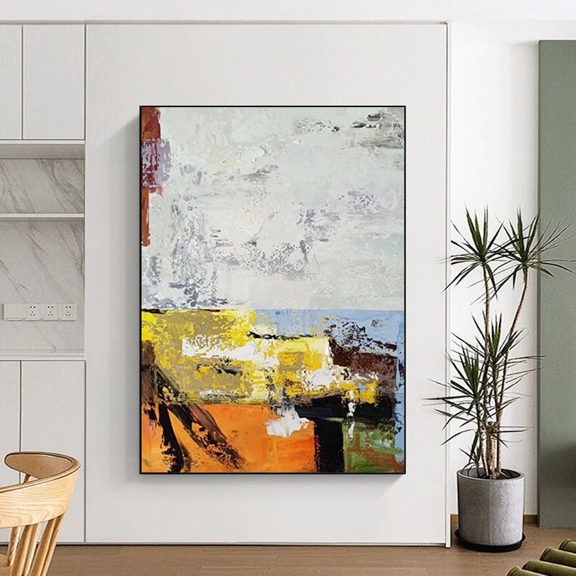 Super - Sized Hand - Painted Custom Abstract Canvas for Living Room and Office DTP019