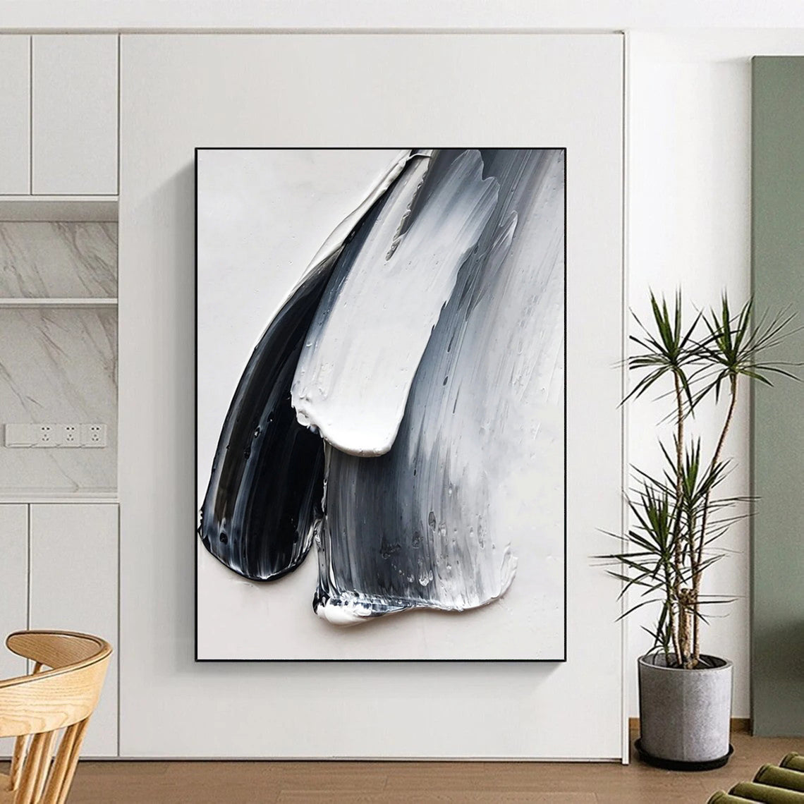 Large Vertical Custom Abstract Hand - Painted Canvas for Bedroom and Entryway DKH1676