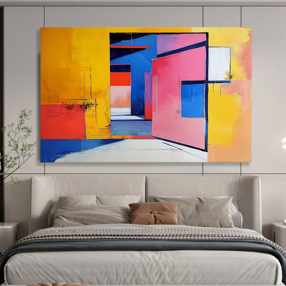 Vibrant Geometric Portal – Abstract Acrylic Architectural Space Painting HB1470