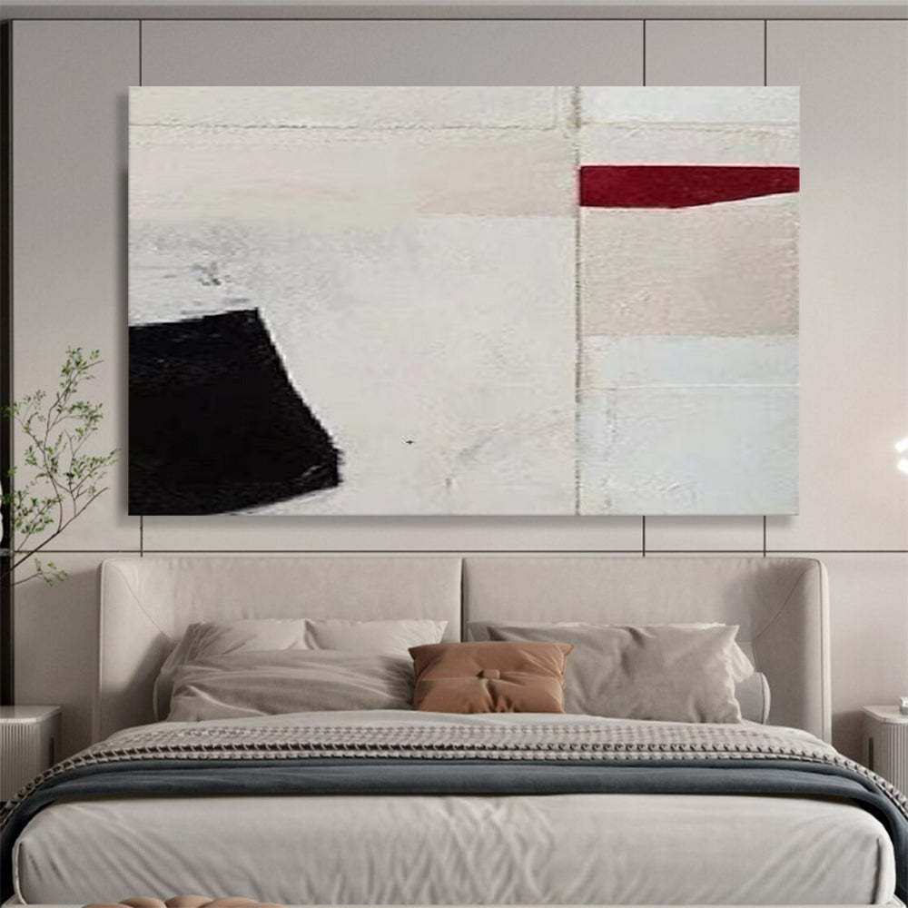 Black - Red Minimalist Abstract - Modern Gallery Wall Piece DLZ110