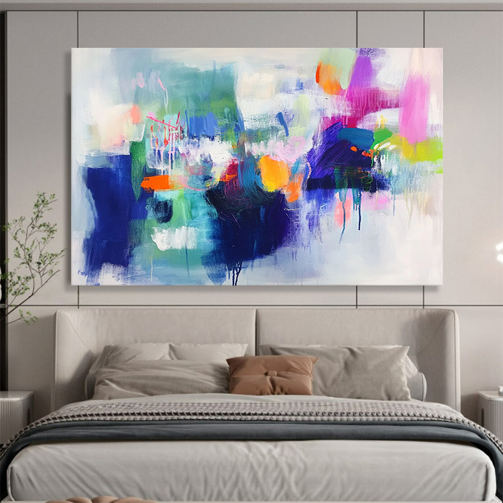 “Rainbow Abstraction” - Blue, Green, Purple, Vivid Strokes - Abstract Expressionist Acrylic Painting HB1544