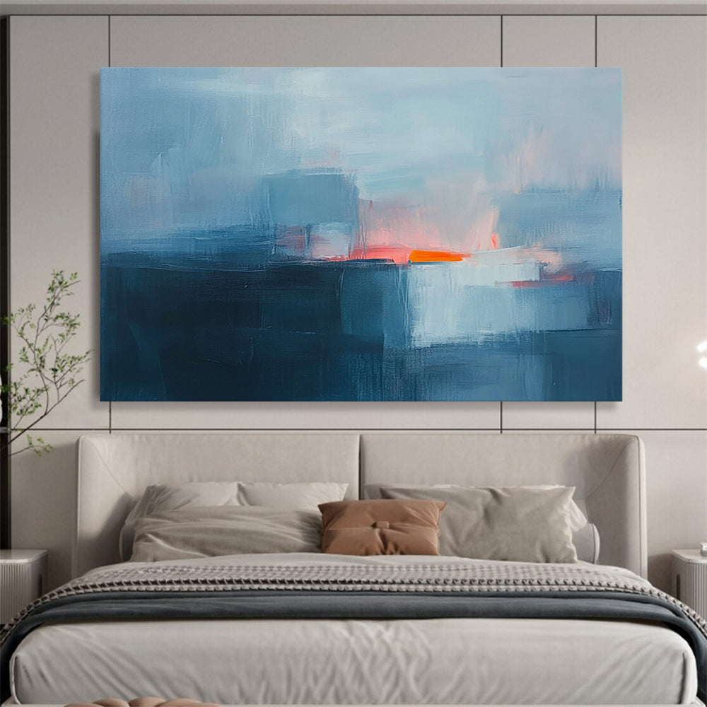 “Misty Horizons” - Blue, Pink, Orange, Abstract Landscapes - Color - Field Acrylic Painting HB1543