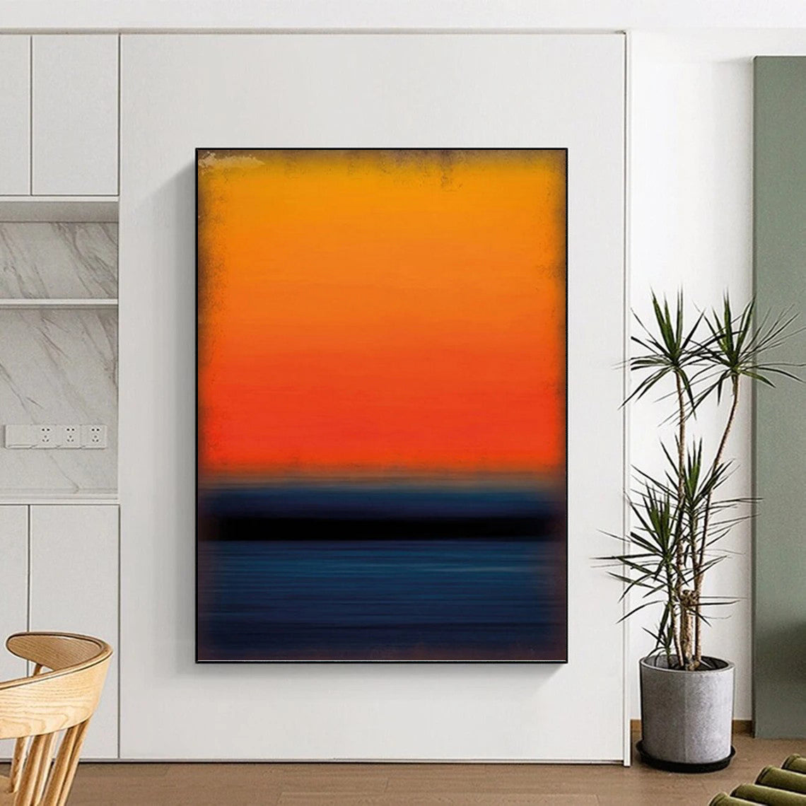 Lofty - Sized Vertical Hand - Painted Custom Abstract Requiem (with Smoke Textures) for Office and Dining Room DKH1601