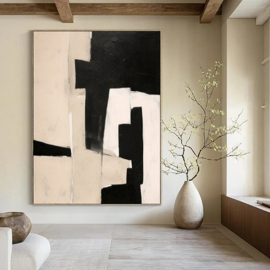 Hand-Painted Extra-Large Contemporary Abstract Canvas for Family Great Rooms