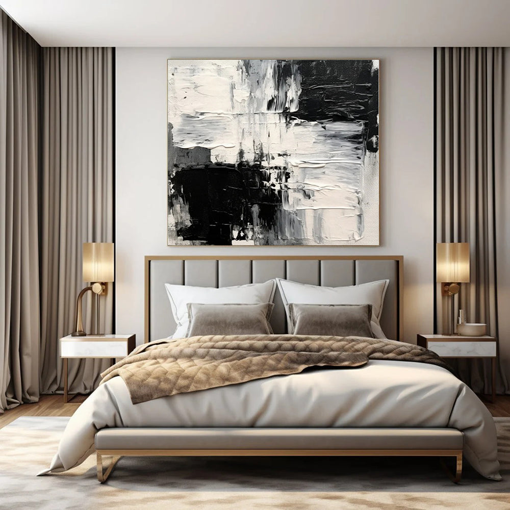 Art Deco Glamour Hand-Painted Abstract Canvas for Luxurious Bedrooms