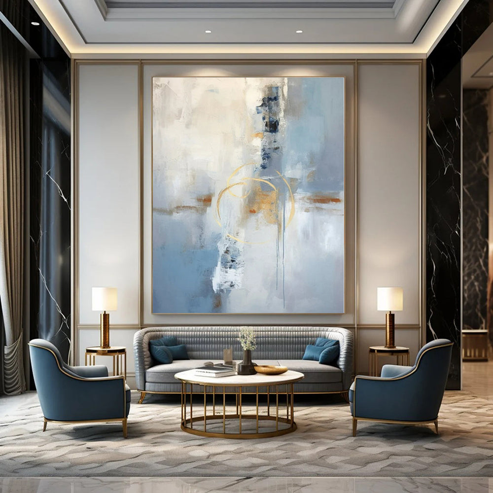 Large-Scale Hand-Painted Abstract Art for Dining Room and Hotel Lobby