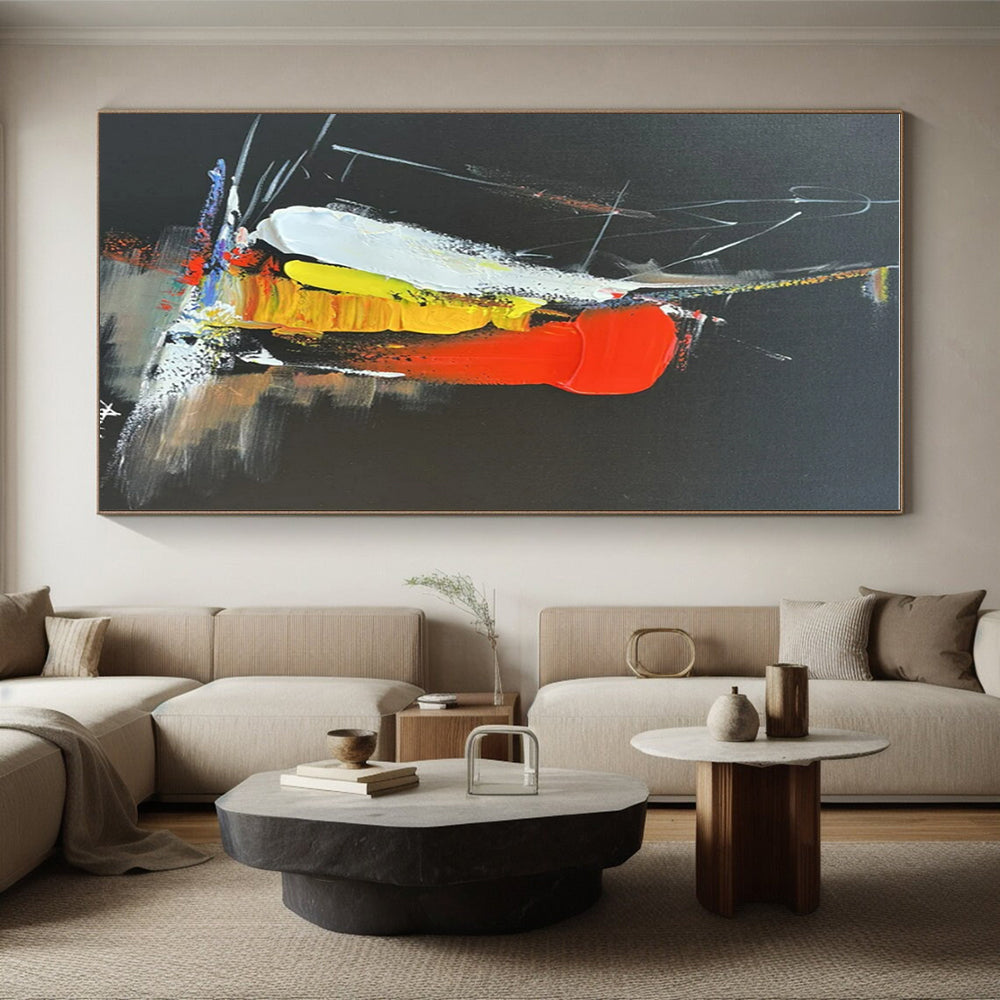 Modern Oversized Hand-Painted Abstract Canvas for Living Room Focal Feature