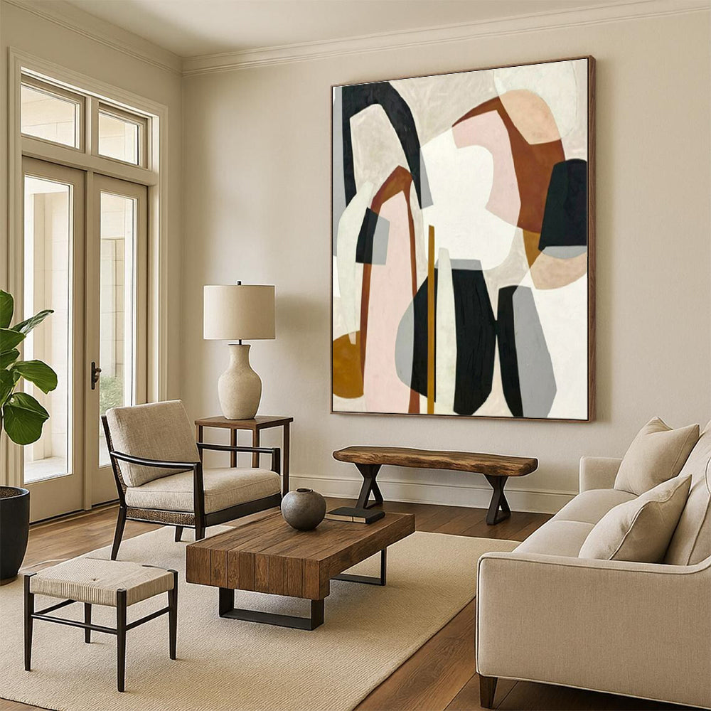 Vast Hand-Painted Abstract Art for Sunroom Natural Light Interaction LargeART0670