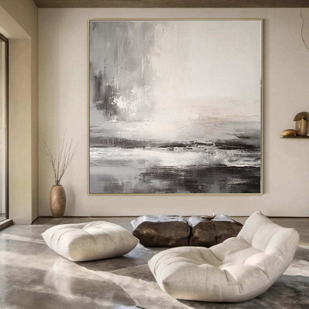 Oversized Custom Hand-Painted Abstract Painting for Office and Hotel Executive Suites