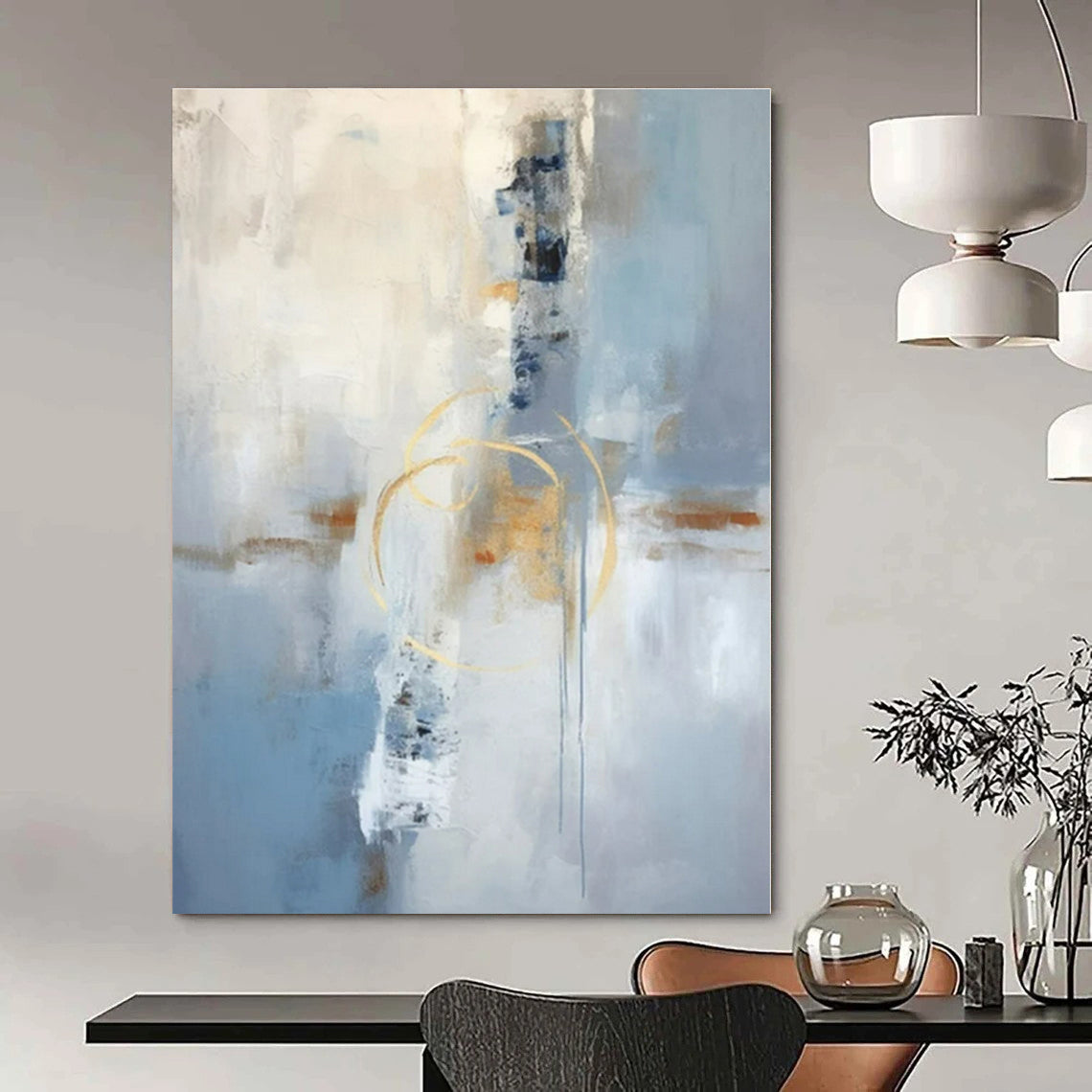 Large-Scale Hand-Painted Abstract Art for Dining Room and Hotel Lobby