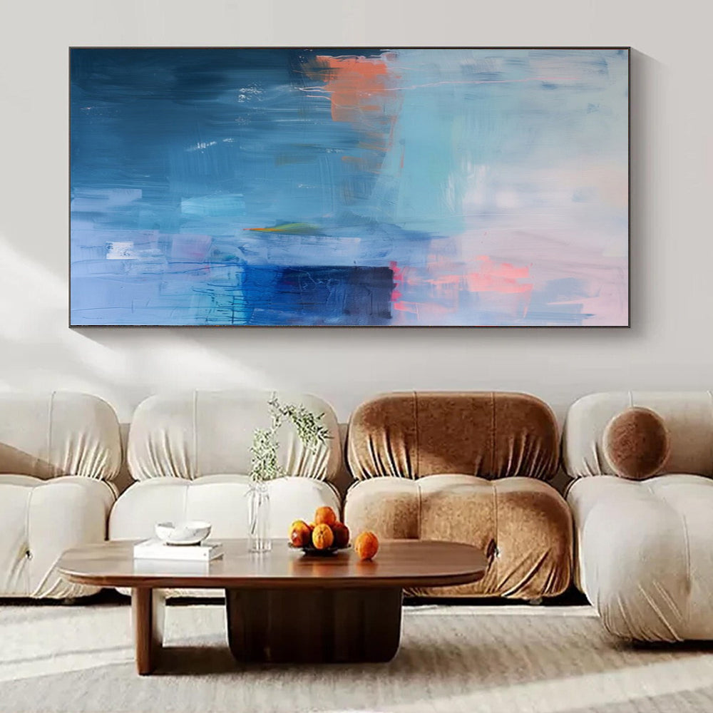 Huge Hand-Painted Contemporary Abstract Canvas for Dining Room Above Buffet Servers
