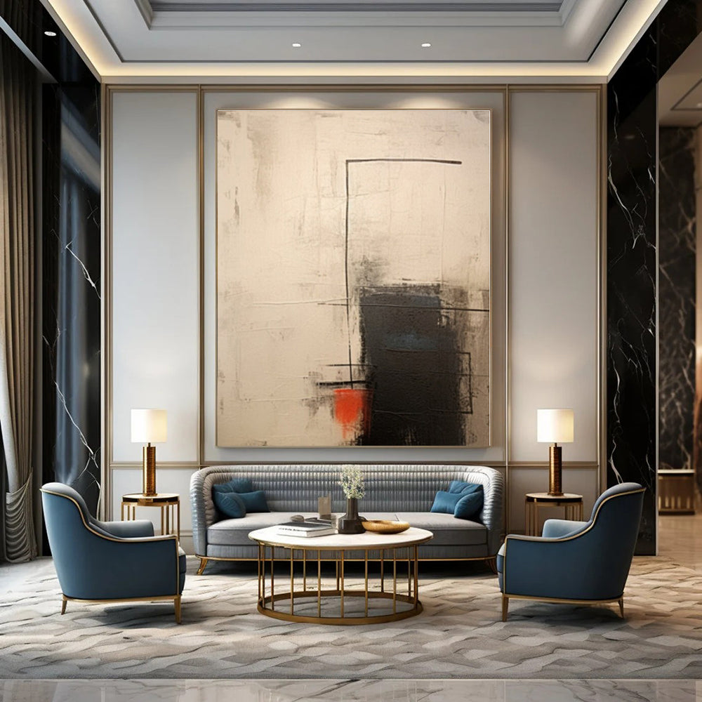 Oversized Hand-Painted Modern Abstract Mural for Office Print Rooms