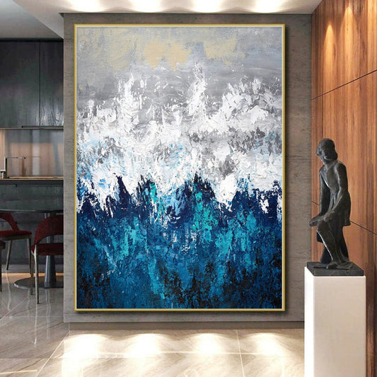 Monumental Custom Abstract Painting for Home Library Reading Nook Feature Walls