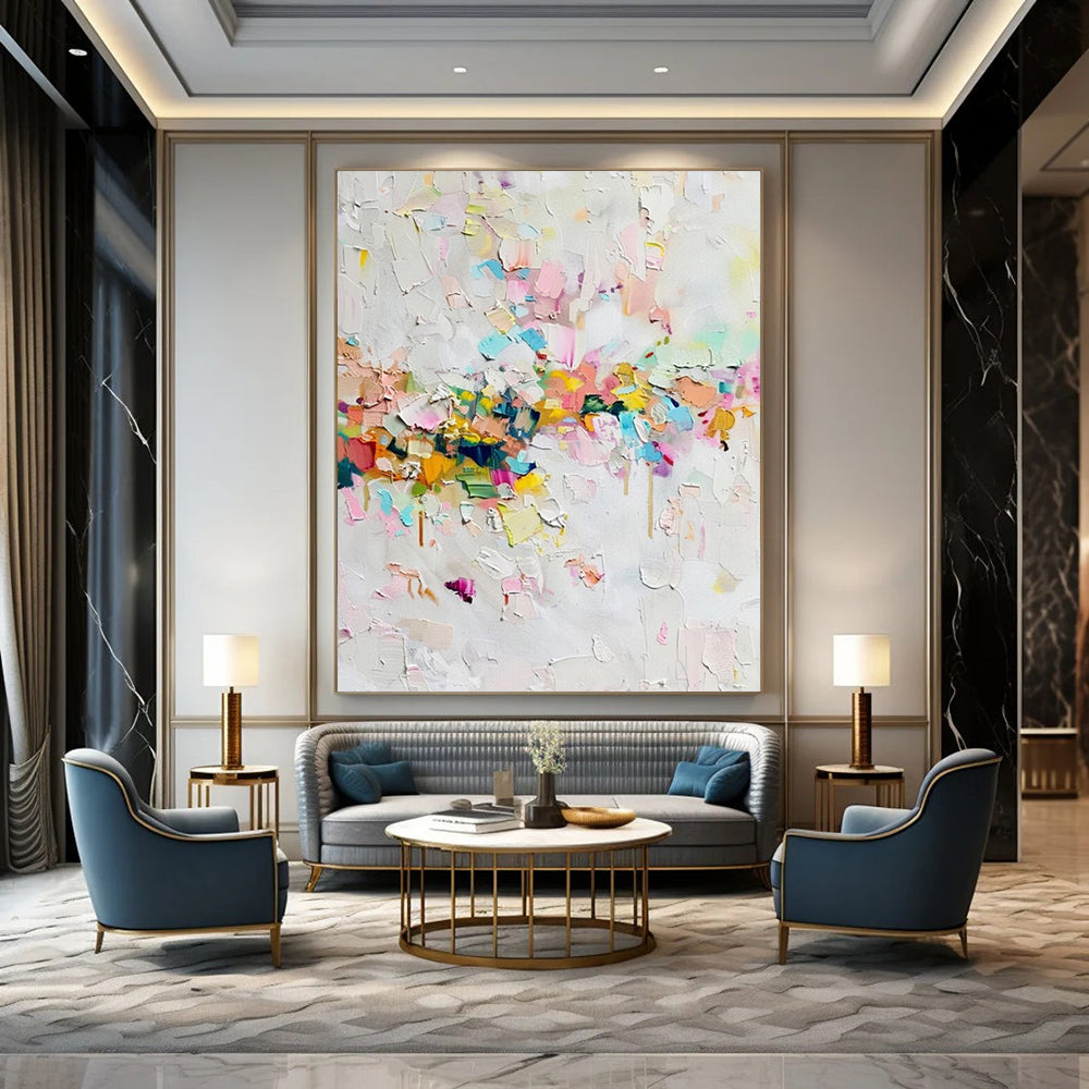 Oversized Hand-Painted Modern Abstract Painting for Trendy Bar VIP Lounges