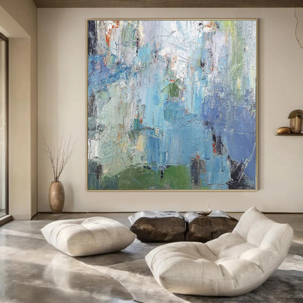 Large Abstract Canvas for Outdoor Cabana Lounges - Custom Weather-Resistant Acrylic