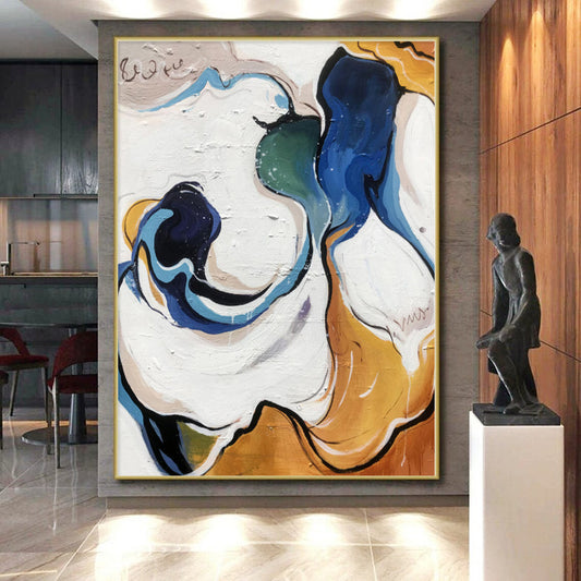 Large Custom Abstract Painting for Home Bar and Lounge Feature Walls