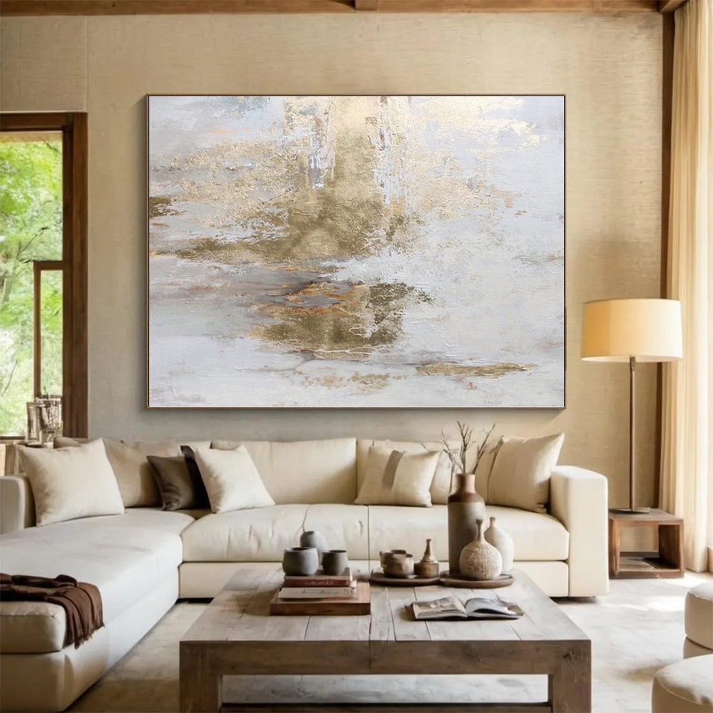 Monumental Custom Abstract Painting for Home Library Bookshelf Walls