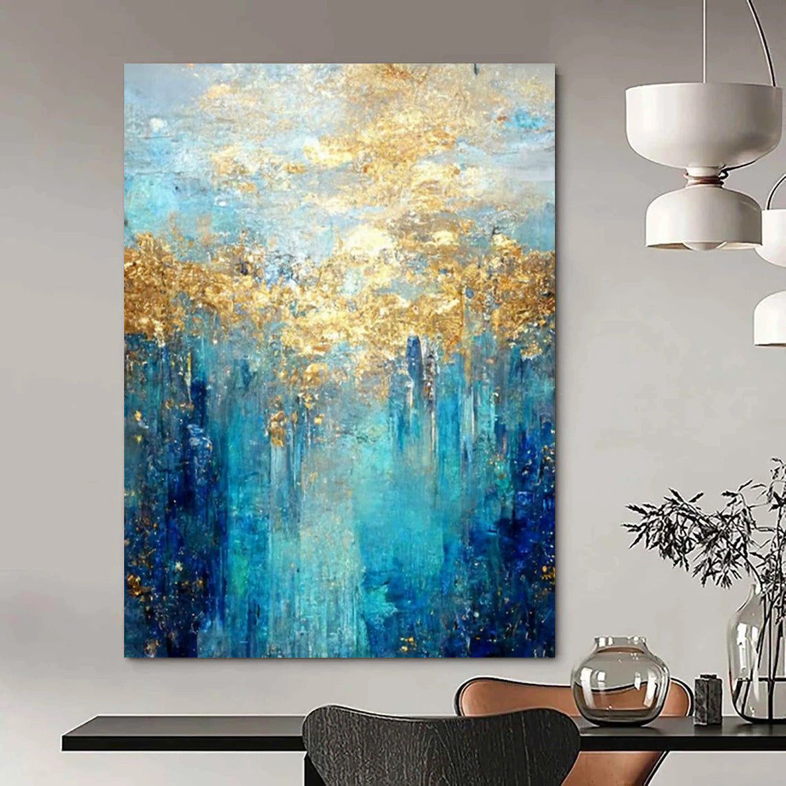 Gigantic Hand-Painted Modern Abstract Art for Villa Oceanfront Lounges