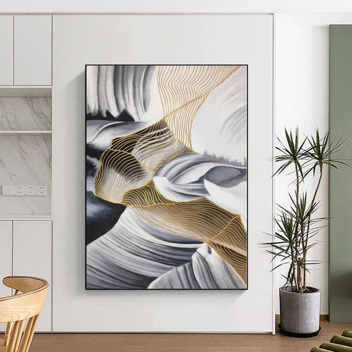 Giant Hand-Painted Abstract Canvas for Nursery Mobile and Crib Bedding Wall