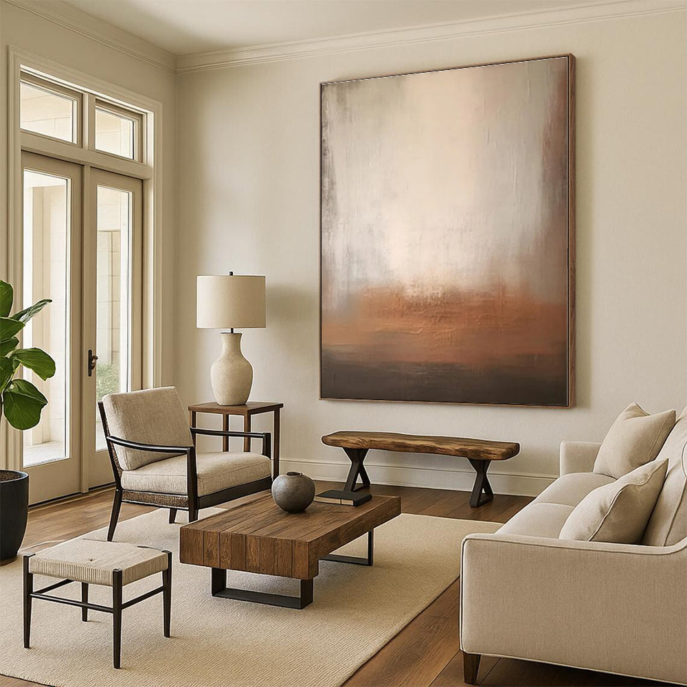 Staggering Hand-Brushed Abstract Painting for Basement Game Night Wall