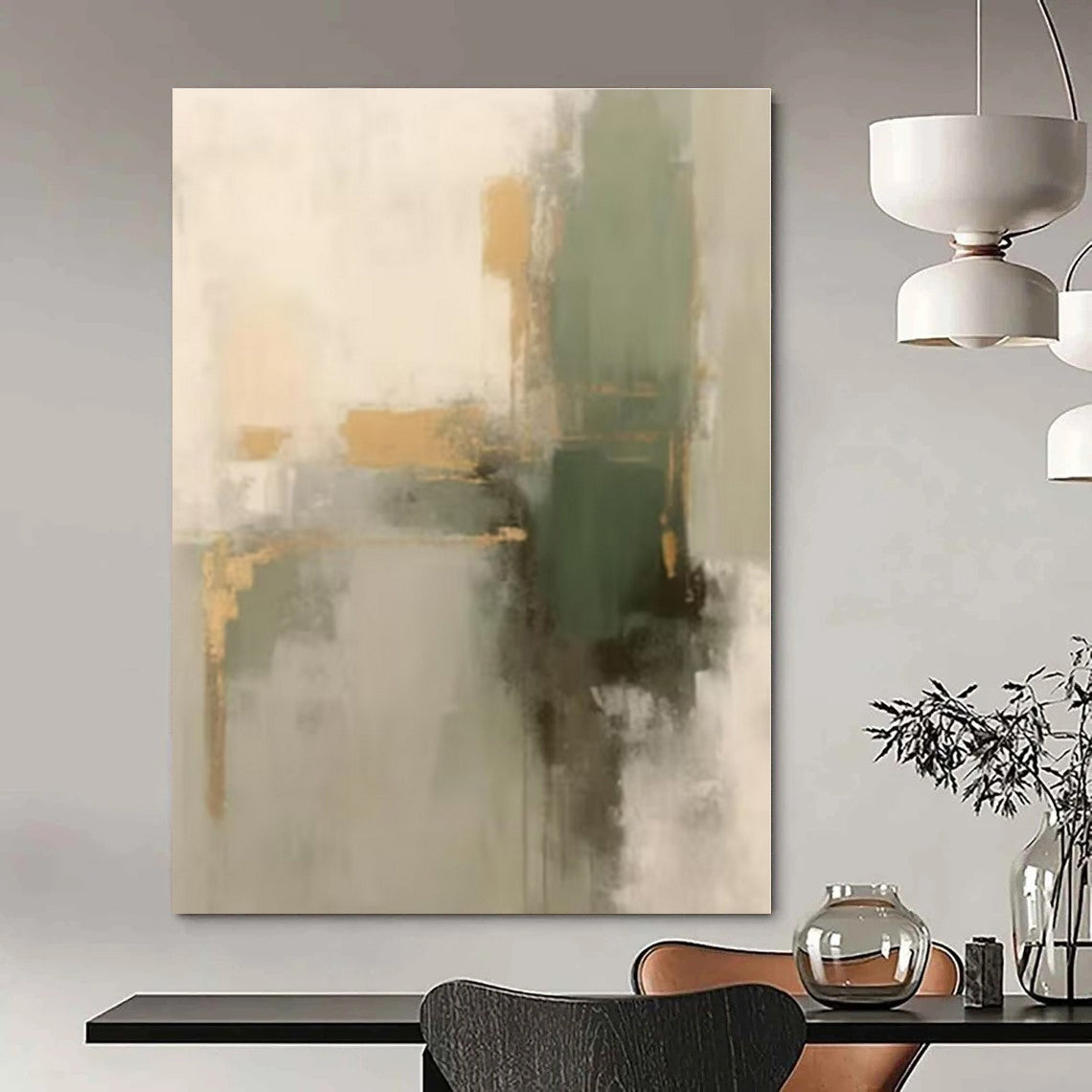 Huge Hand-Painted Contemporary Abstract Canvas for Office Shipping and Receiving Areas