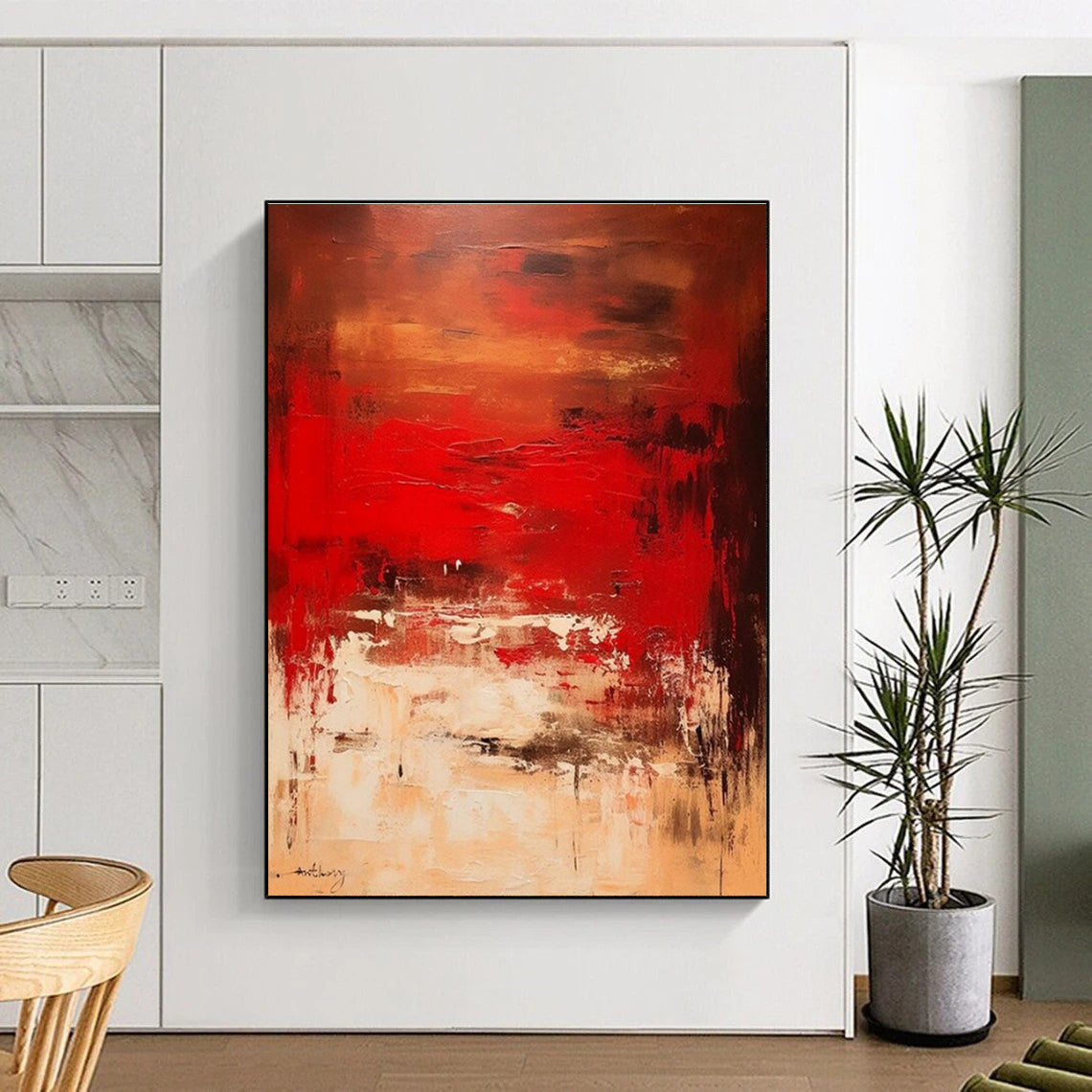 Extra-Huge Contemporary Abstract Canvas for Garage Workshop Inspiring Decor