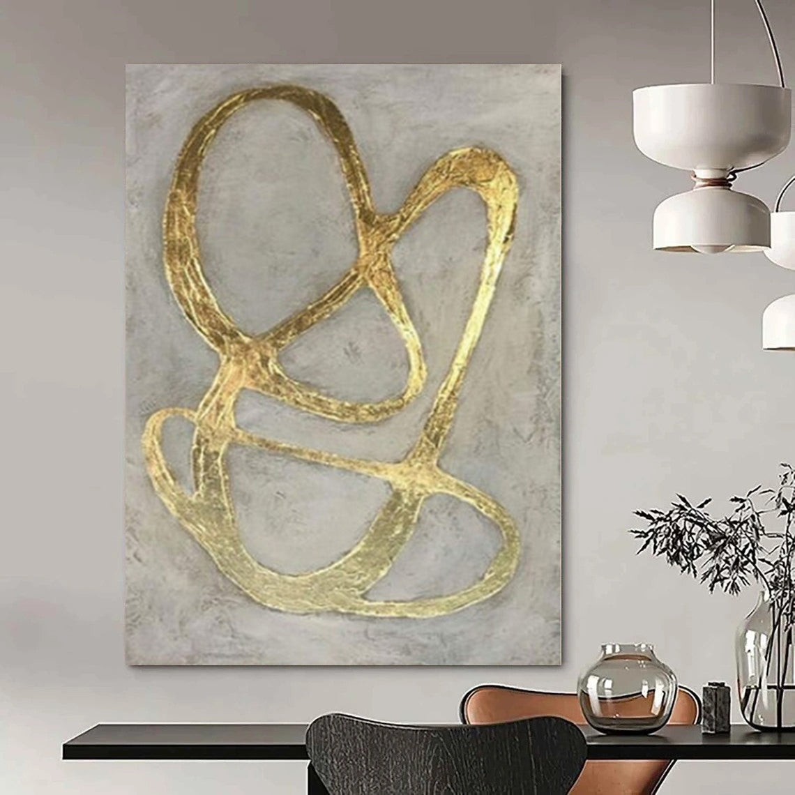 Giant Hand-Painted Contemporary Abstract Art for Family Home Basement Recreation Areas