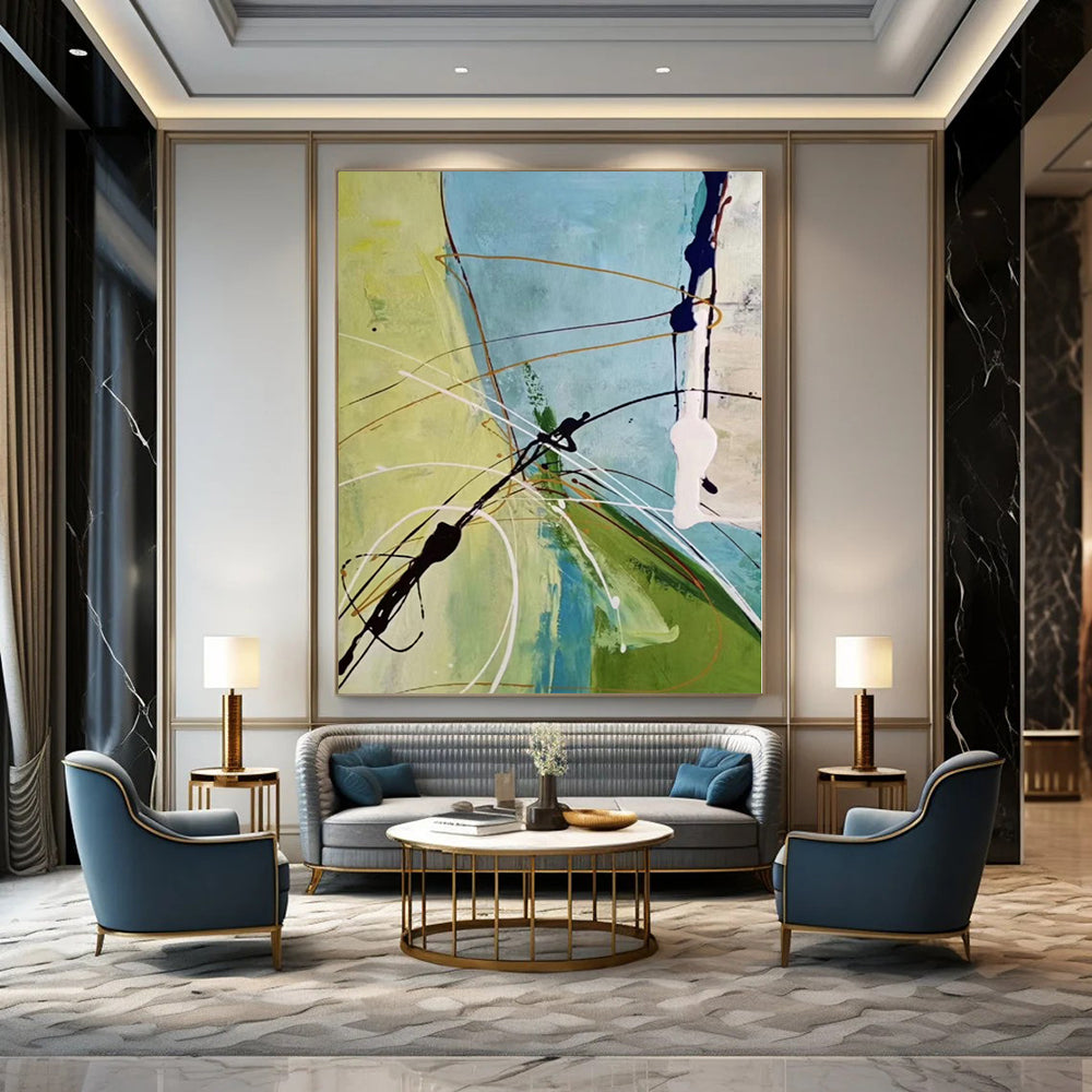 Immense Abstract Canvas for Playroom Nooks - Hand-Painted Acrylic on Canvas