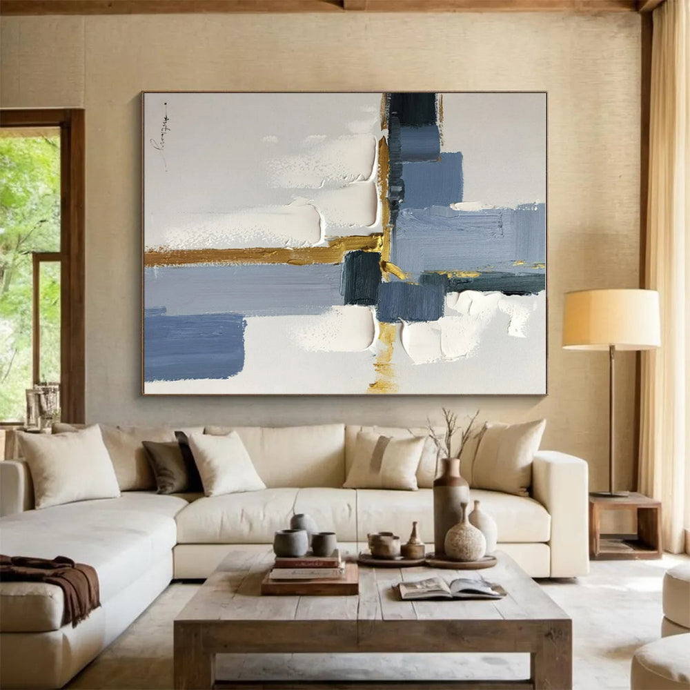 Huge Modern Abstract Painting for Attic Living Space Characterful Design