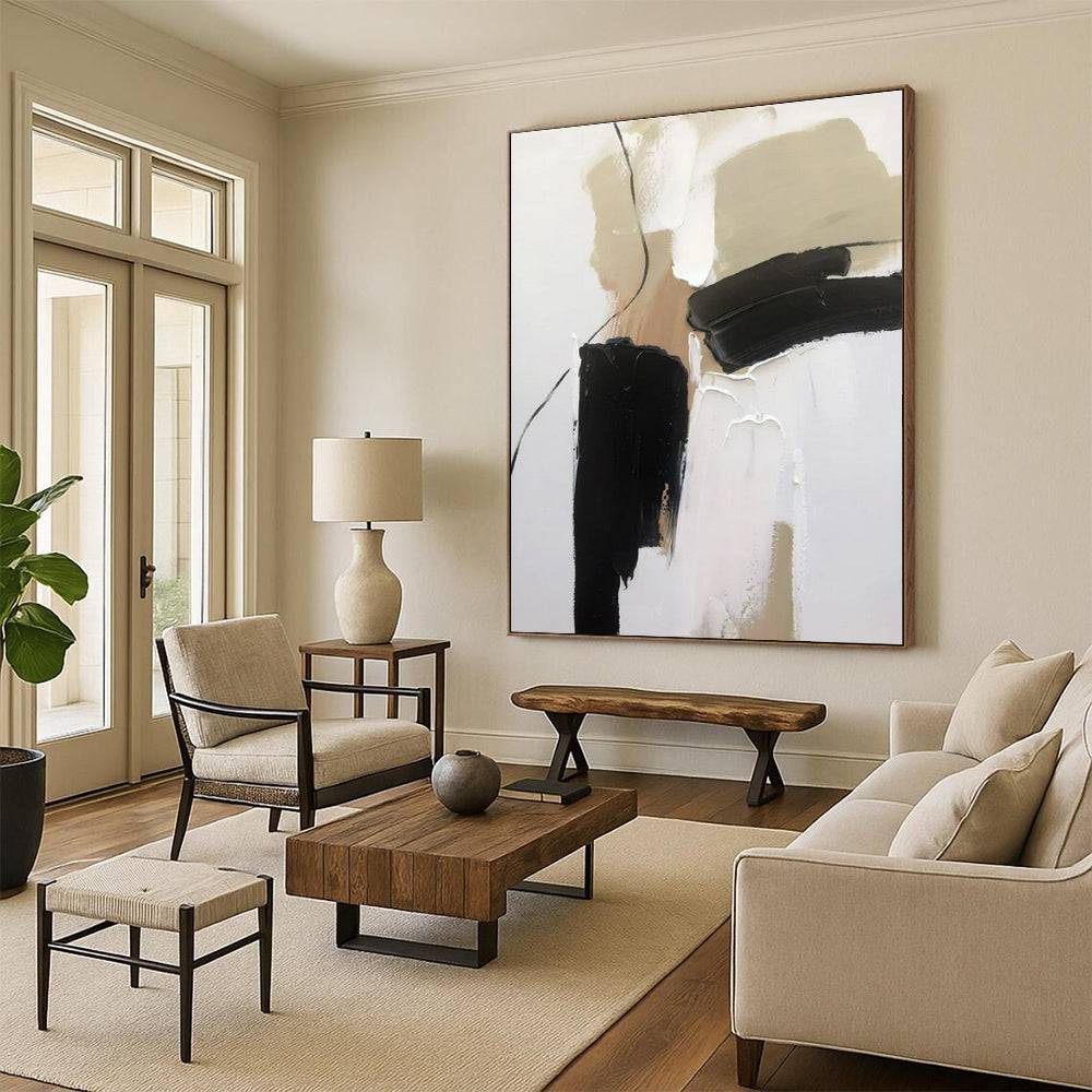 Monumental Modern Abstract Canvas for Home Music Studio Creative Backdrop