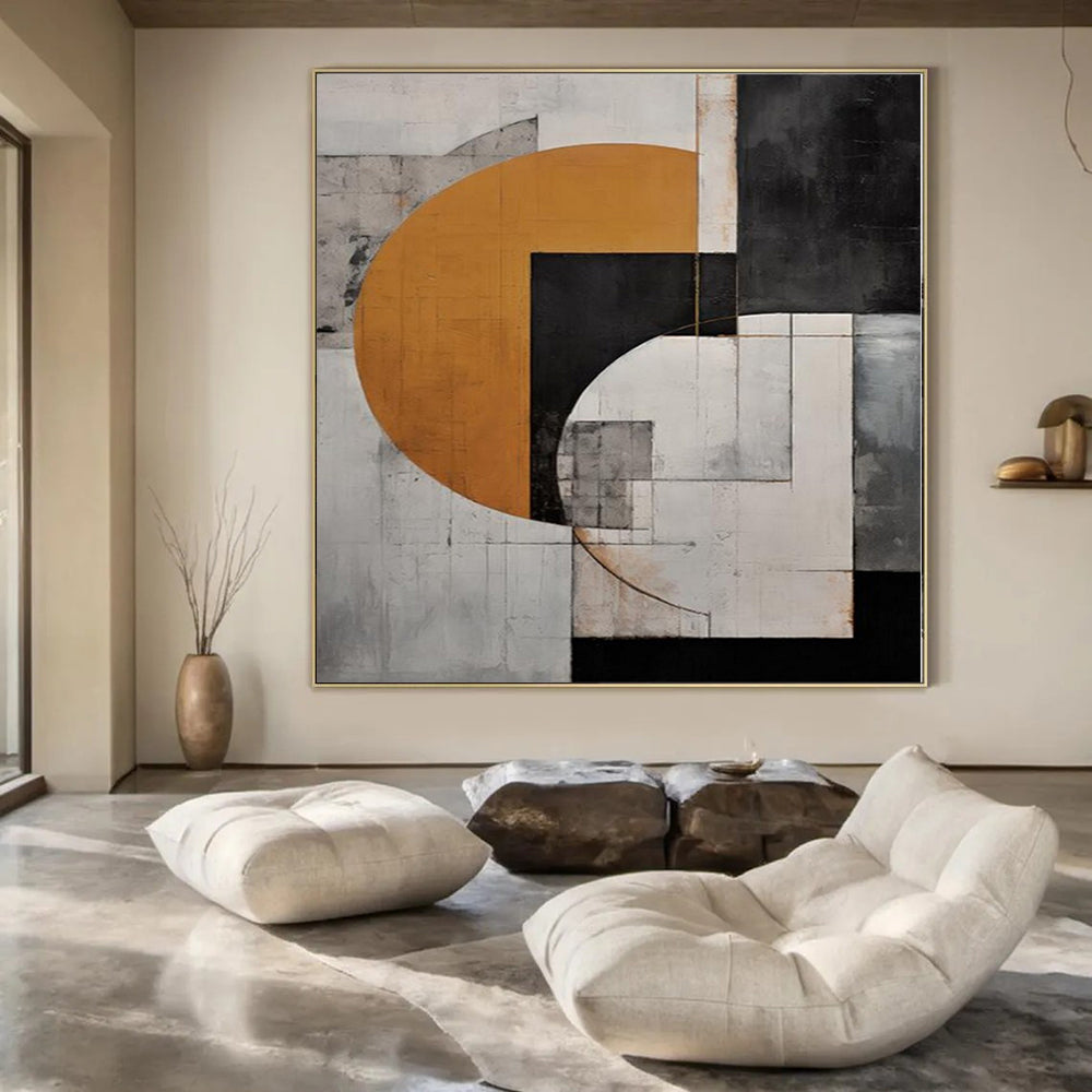 Textured Terracotta Hand-Painted Abstract Art for Mediterranean Dining Rooms