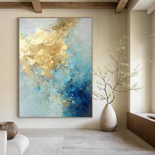 Extra-Huge Hand-Painted Modern Abstract Canvas for Luxury Hotel Executive Suites