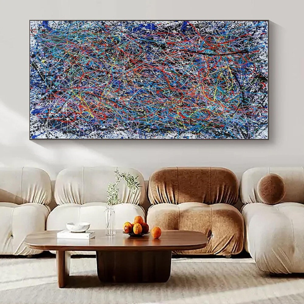 Oversized Custom Hand-Painted Abstract Canvas for Office Training Halls