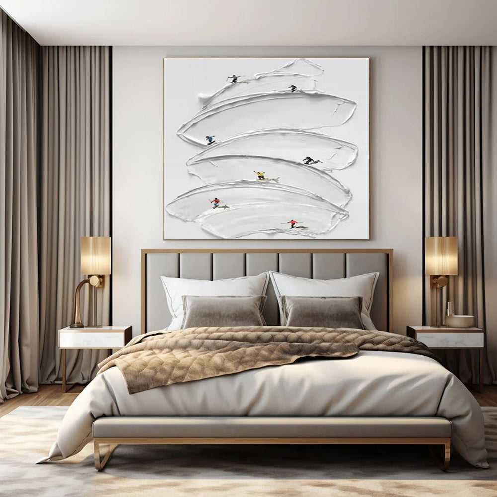 Large-Scale Hand-Painted Abstract Art for Dining Room and Hotel Lobby