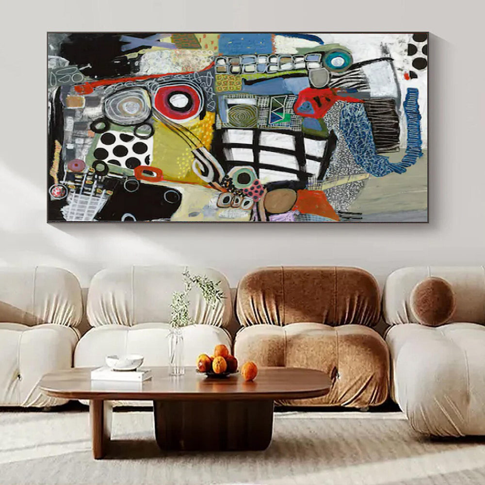 Large-Scale Hand-Painted Contemporary Abstract Mural for Family Home Kitchens