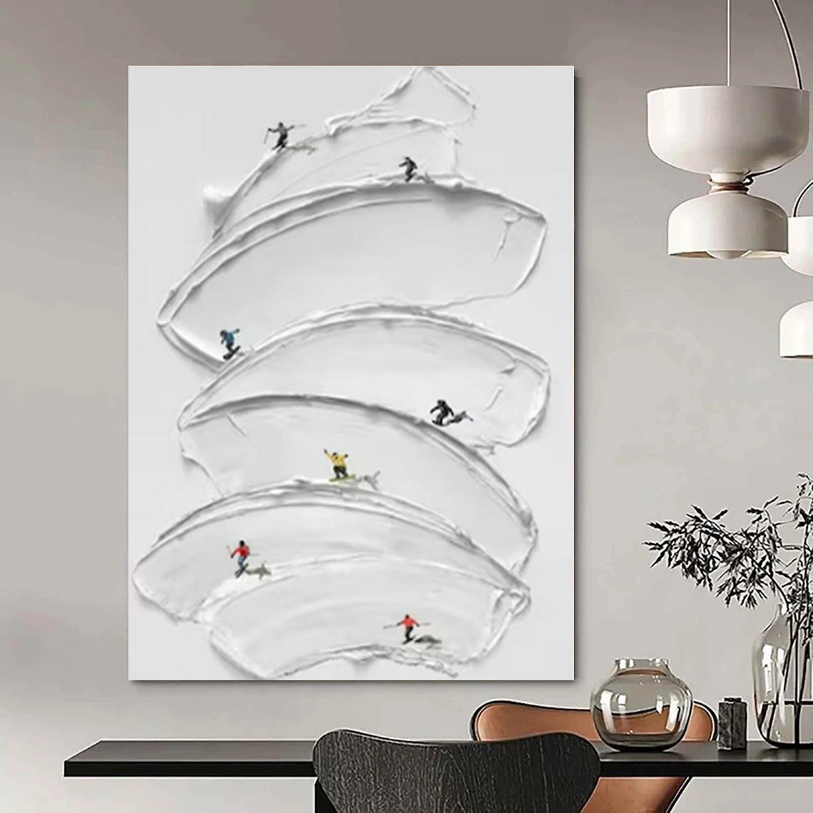 Large-Scale Hand-Painted Abstract Art for Dining Room and Hotel Lobby