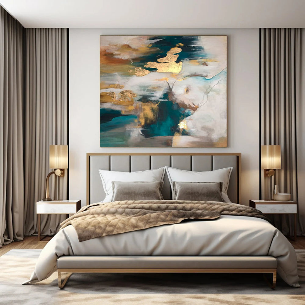 Huge Hand-Painted Contemporary Abstract Painting for Stylish Bar Private Rooms