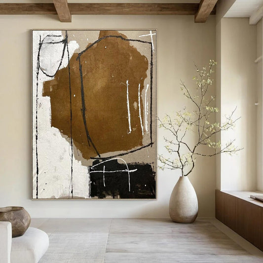 Extra-Vast Hand-Painted Modern Abstract Artwork for Living Room Behind Entertainment Centers