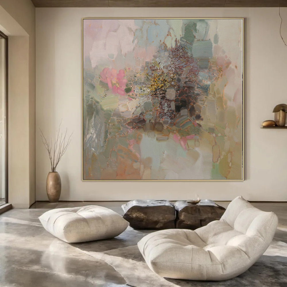 Hand-Painted Large Modern Abstract Wall Art for Dining Room Above Sideboards