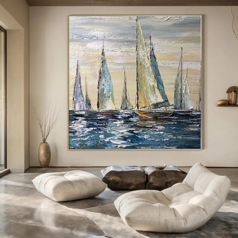 Hand-Painted Custom Abstract Artwork for Office Training Rooms