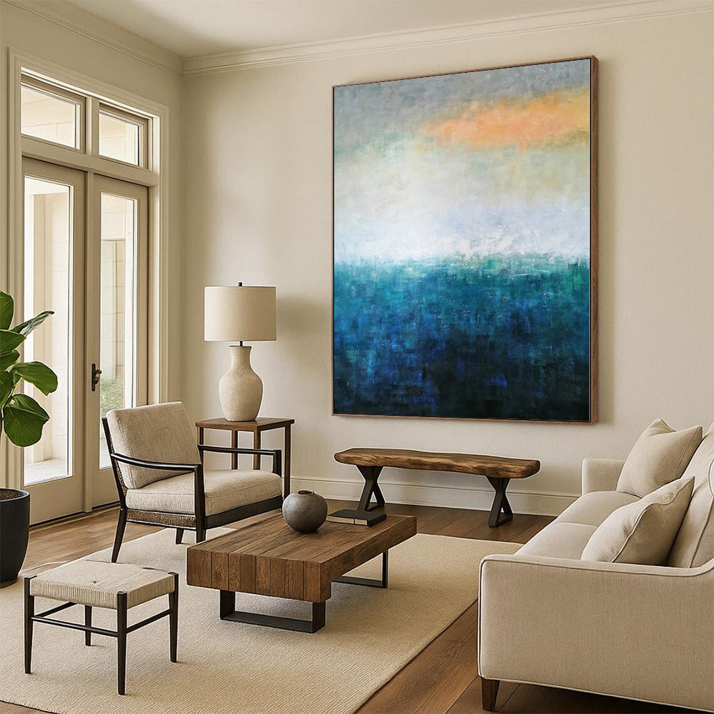 Monumental Custom Abstract Painting for Home Library Study Carrel Walls