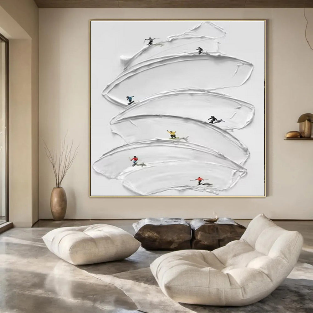 Large-Scale Hand-Painted Abstract Art for Dining Room and Hotel Lobby