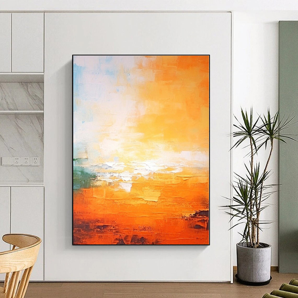 Enormous Made-to-Order Abstract Painting for Mudroom Pet Feeding Station Wall