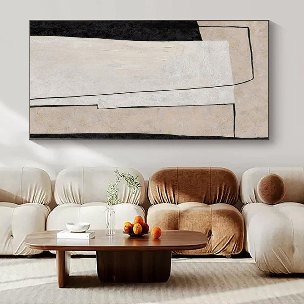 Colossal Hand-Painted Contemporary Abstract Canvas for Living Room Above Bookcases