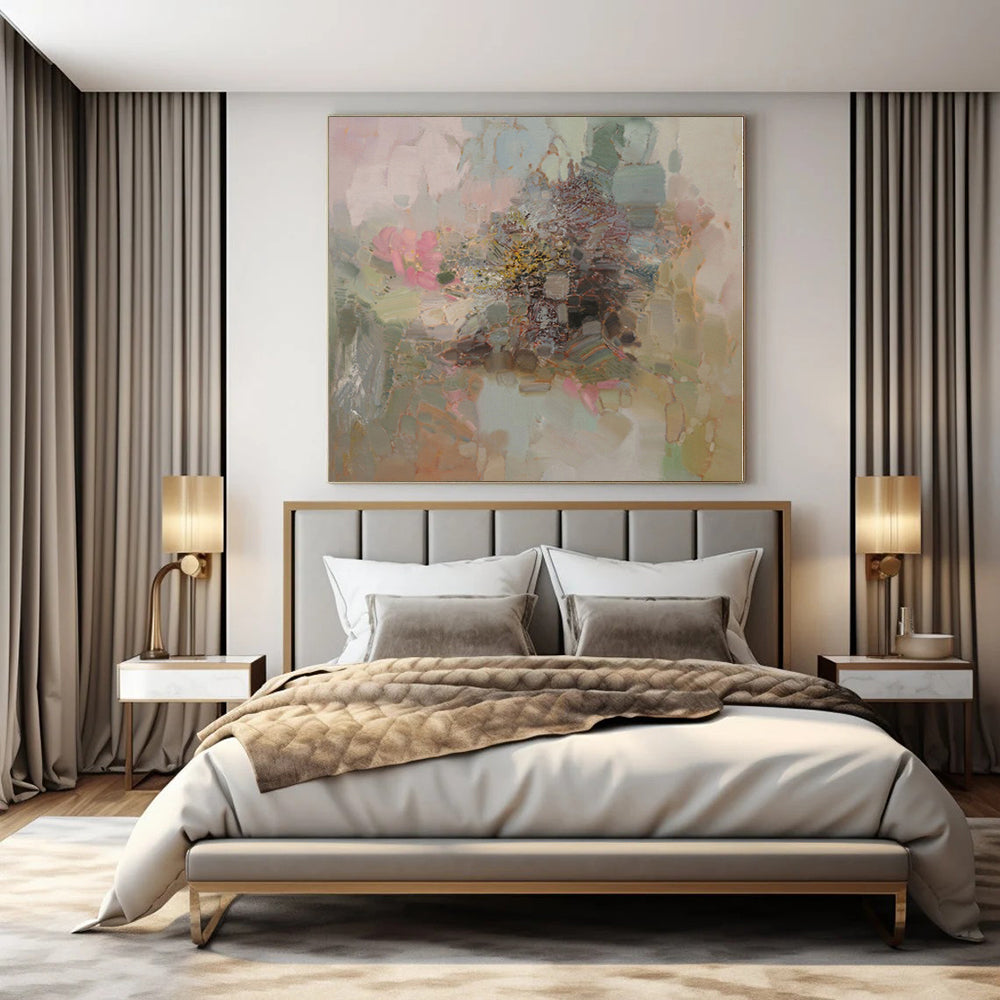 Hand-Painted Large Modern Abstract Wall Art for Dining Room Above Sideboards